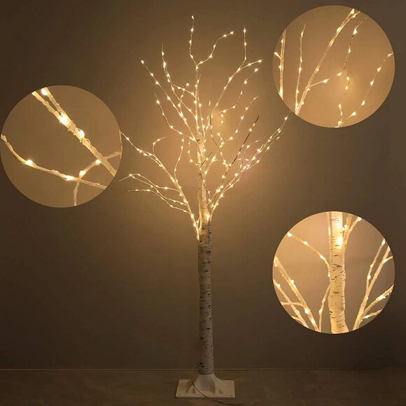 🎄Pak of 2 🎄- 5 ft Warm White Lighted Birch Tree Lights - Christmas Home Decor - Picture 3 of 16
